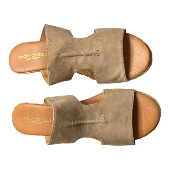 ANDRE ASSOUS Alana Wedge Espadrilles Leather Sandals Spain EU 38 7.5 - Picture 8 of 9